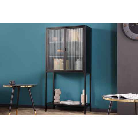 riess-ambiente Vitrine DURA STEEL 150cm schwarz / transparent (Einzelartikel, 1-St) Wohnzimmer · Schrank · Metall · Glas · Industrial Design