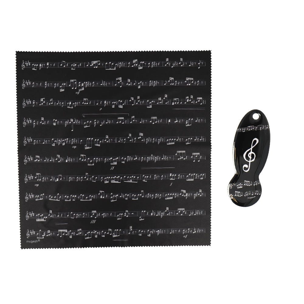 mugesh Schal Geschenkset für Musiker - Mikrofasertuch und Einkaufswagenlöser Noten, für Musikerinnen und Musiker