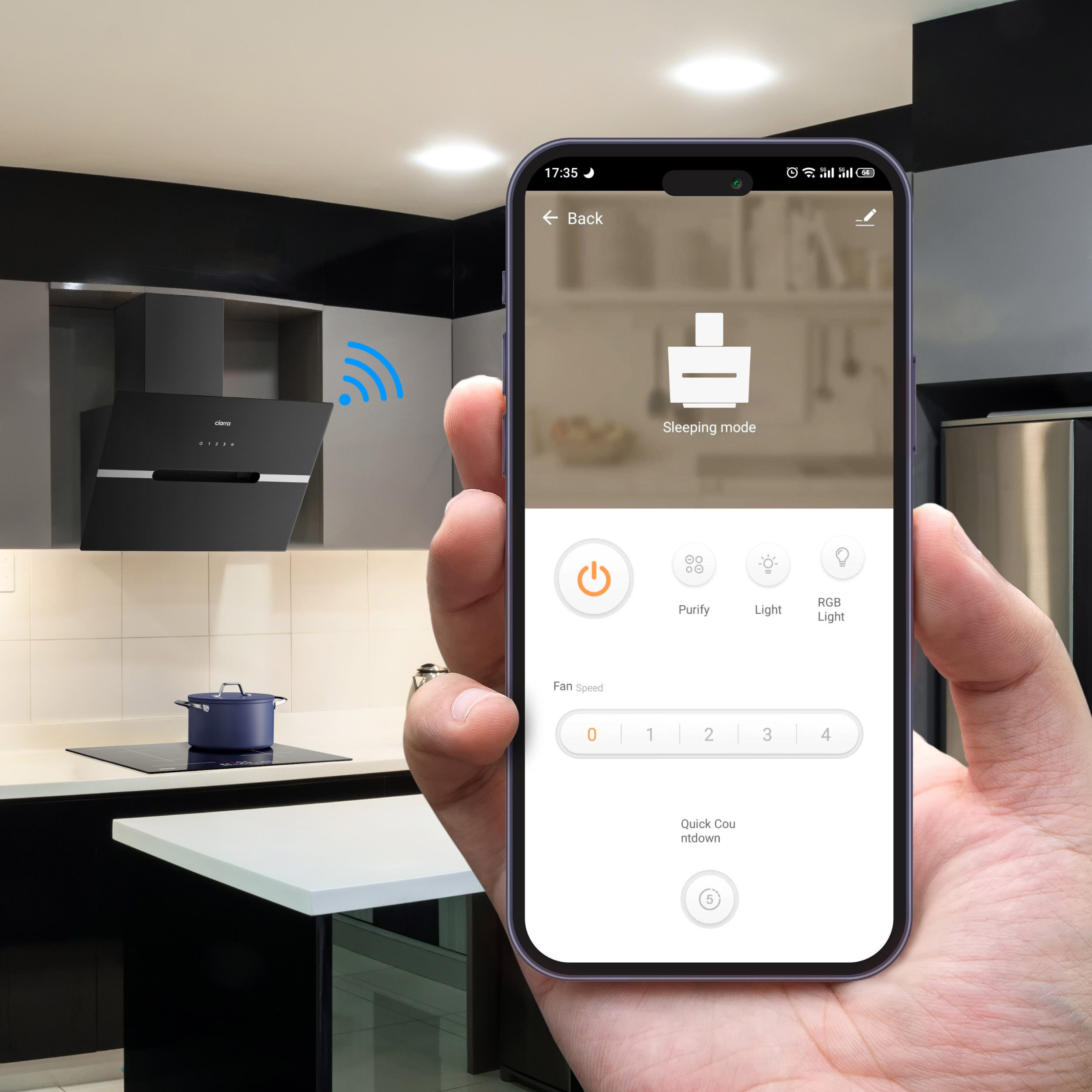 CIARRA Kopffreihaube 60 cm A+++ 650 m³/h Schräghaube leise Umluft & Abluft LED VM6736FB 60 cm A+++ 650 m³/h Schräghaube leise Umluft & Abluft LED VM6736FB, Kopffrei Dunstabzugshaube WIFI-APP Touch Control Inkl. BOOST 4 Stufen