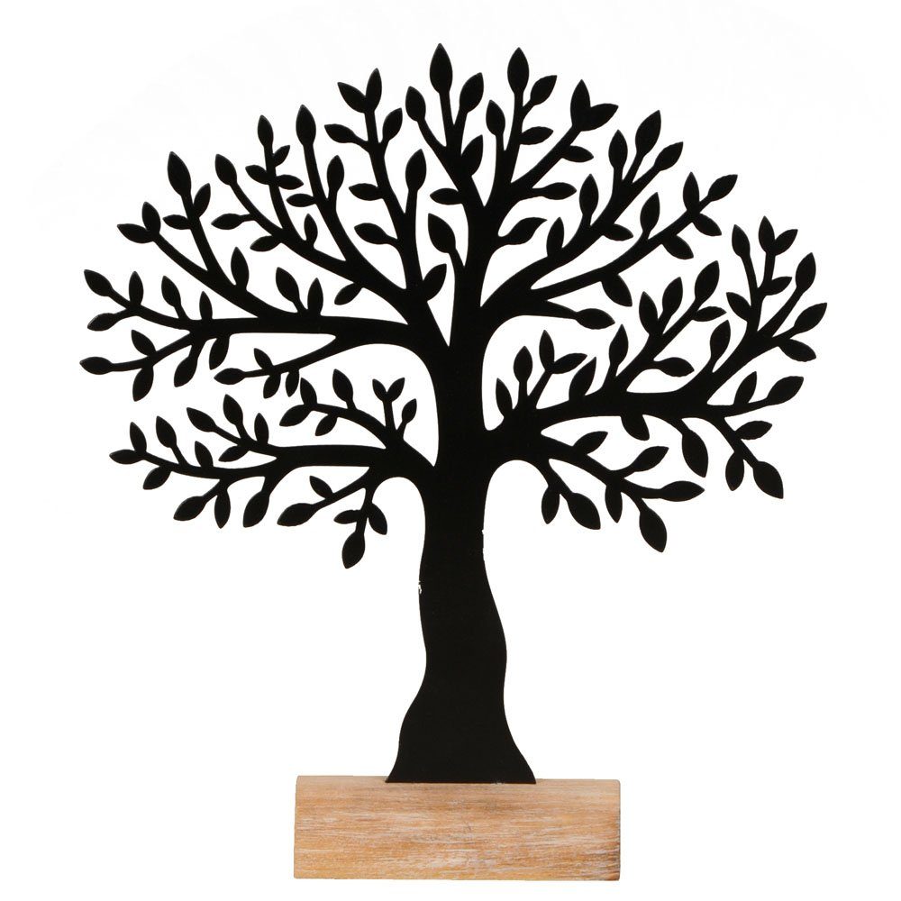 Dekoobjekt Baum BLACK schwarz aus Metall und Holz H33cm Dekob