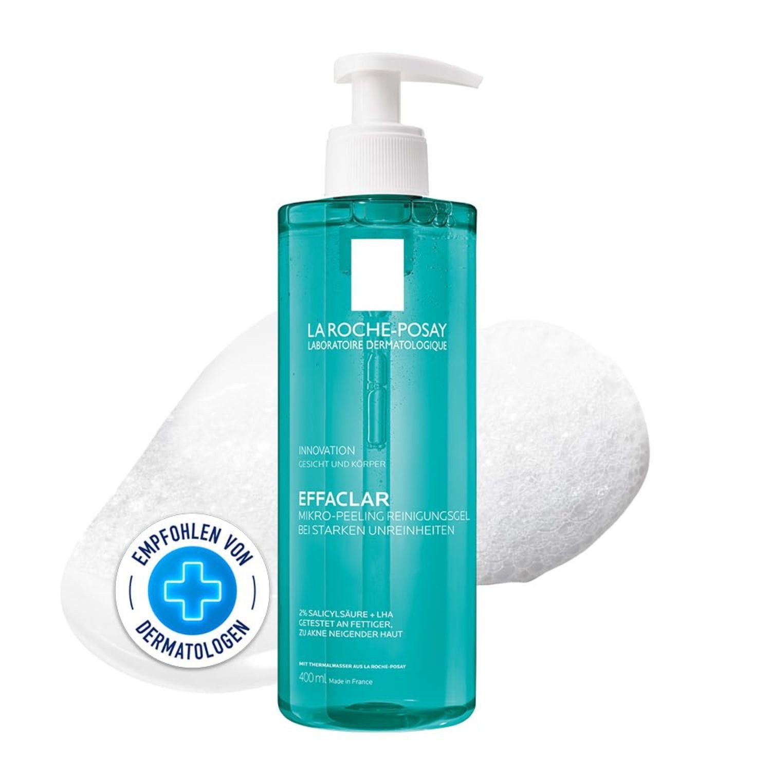 La Roche-Posay Gesichtsreinigungsgel Effaclar Gel Micro Peel – Klärendes Mikro-Peeling Reinigungsgel gegen, Unreinheiten – Für Gesicht & Körper – Mit Salicylsäure – 400 ml