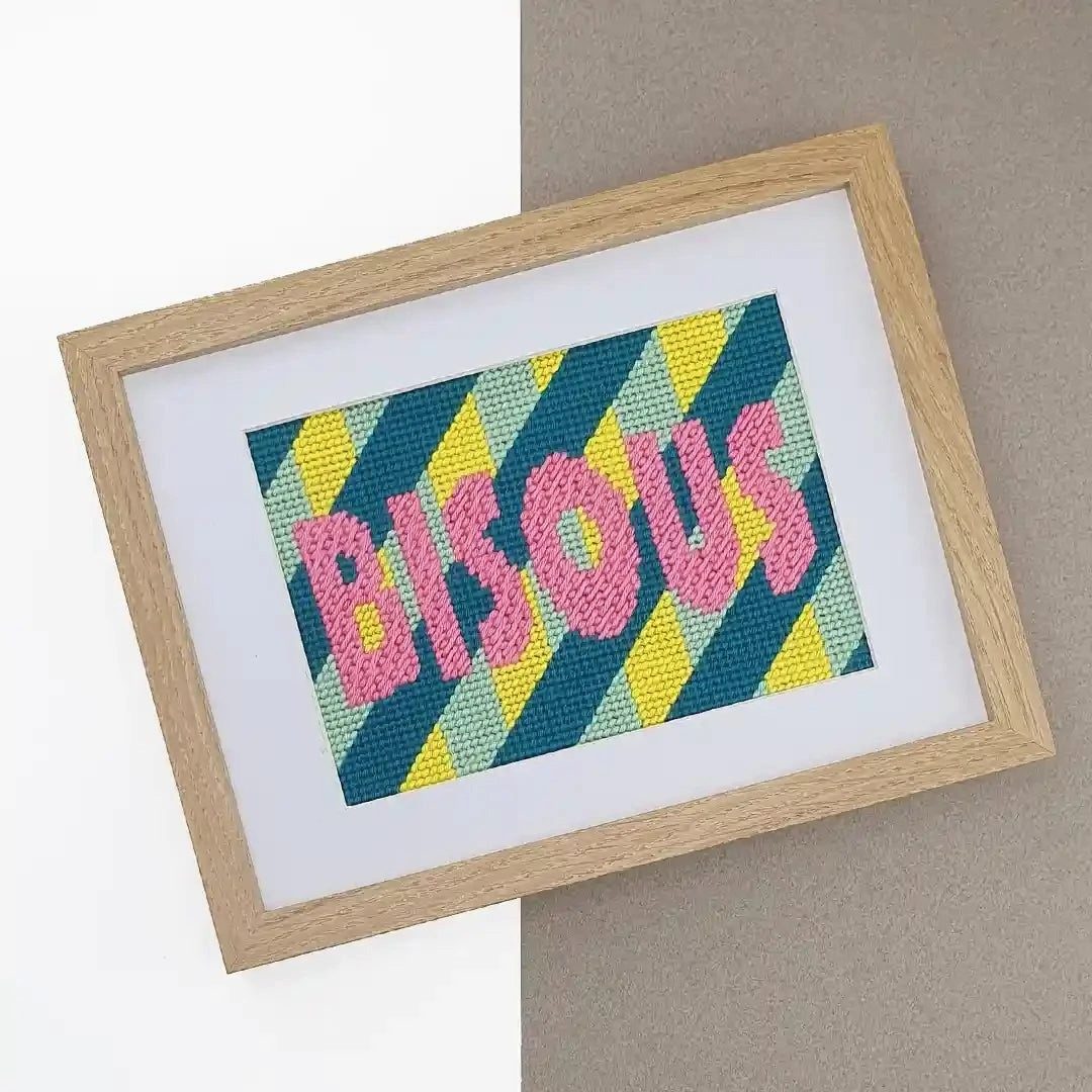 Fukuri Kreativset Stickpackung DIY KÜSSEStickset Anfänger geometrisches Motiv 13×18 cm