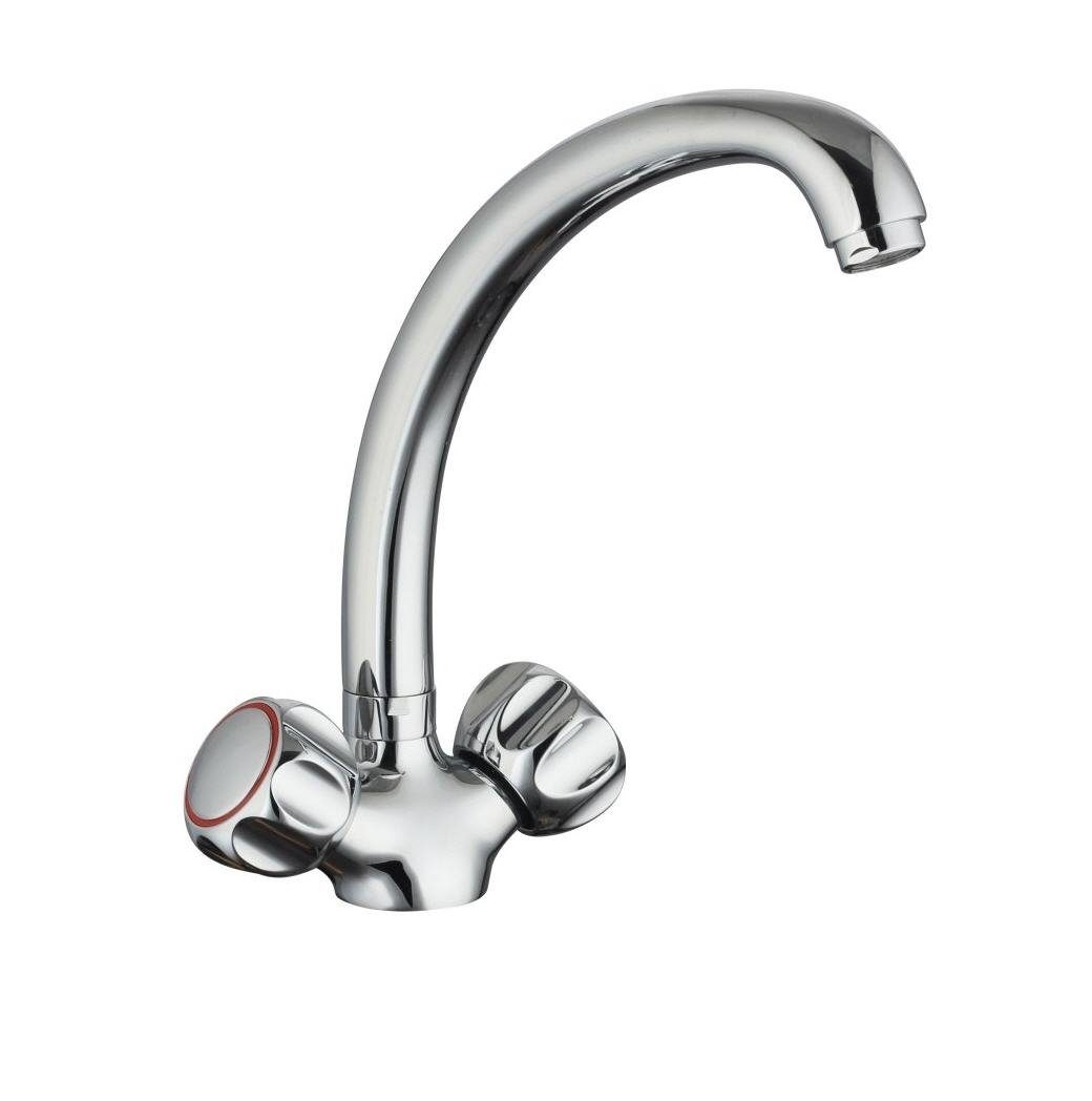 Eyckhaus kitchen & cooking Spültischarmatur HAVEL Zweigriff-Mischbatterie Küchenarmatur mit Schwenkauslauf, chrom, 50200