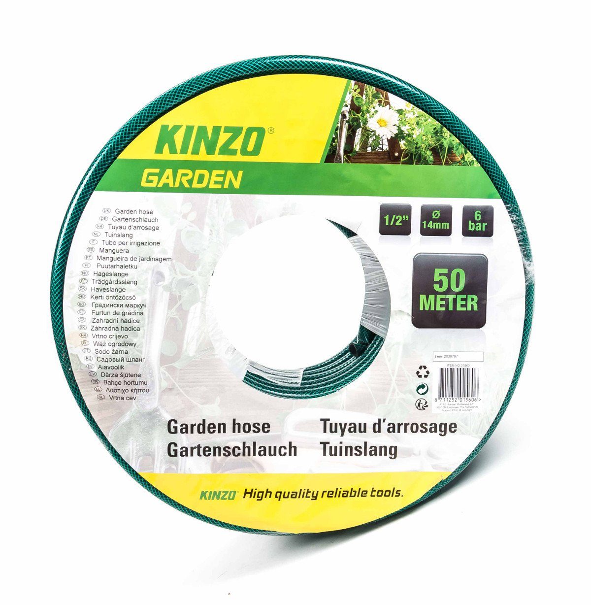 Kinzo Gartenschlauch Wasserschlauch Stärke 1/2" (14 mm), max. 6 bar, 50m Wasserschlauch