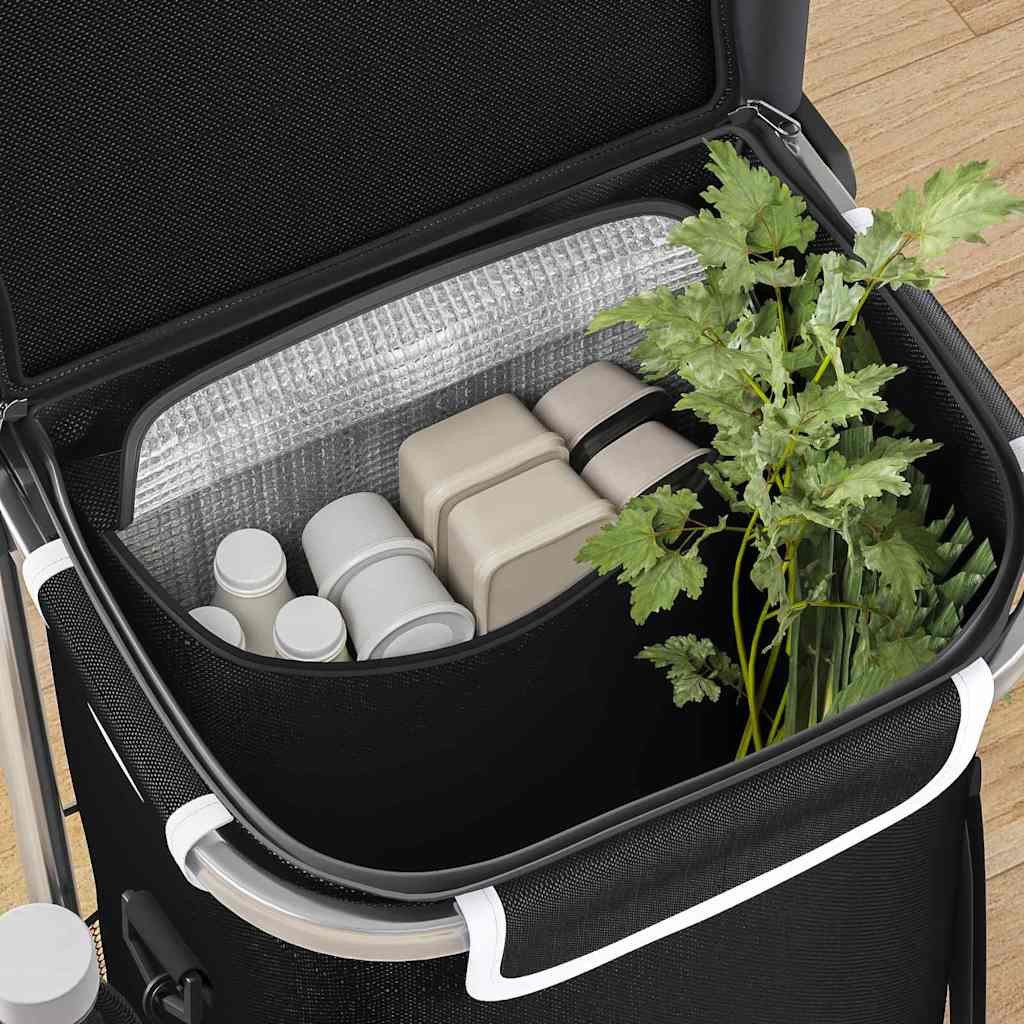 vidaXL Einkaufstrolley Einkaufswagen Schwarz 36,5 x 46,5 x 100,5 cm Oxford-stoff