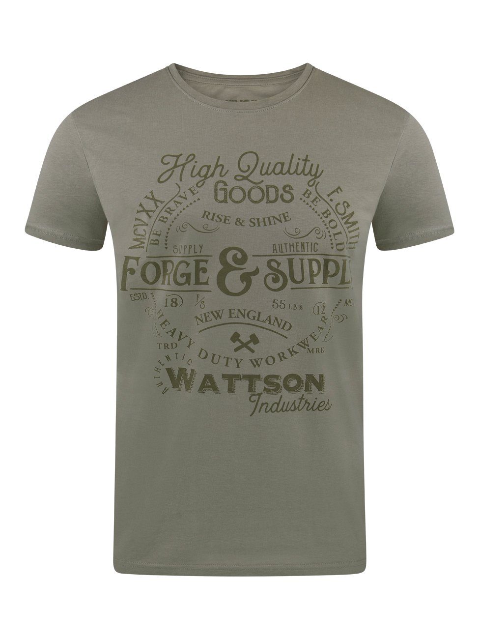 riverso T-Shirt Herren Printshirt RIVLeon Regular Fit (1-tlg) Kurzarm Tee Shirt mit Rundhalsausschnitt aus 100% Baumwolle Grün (PJD)