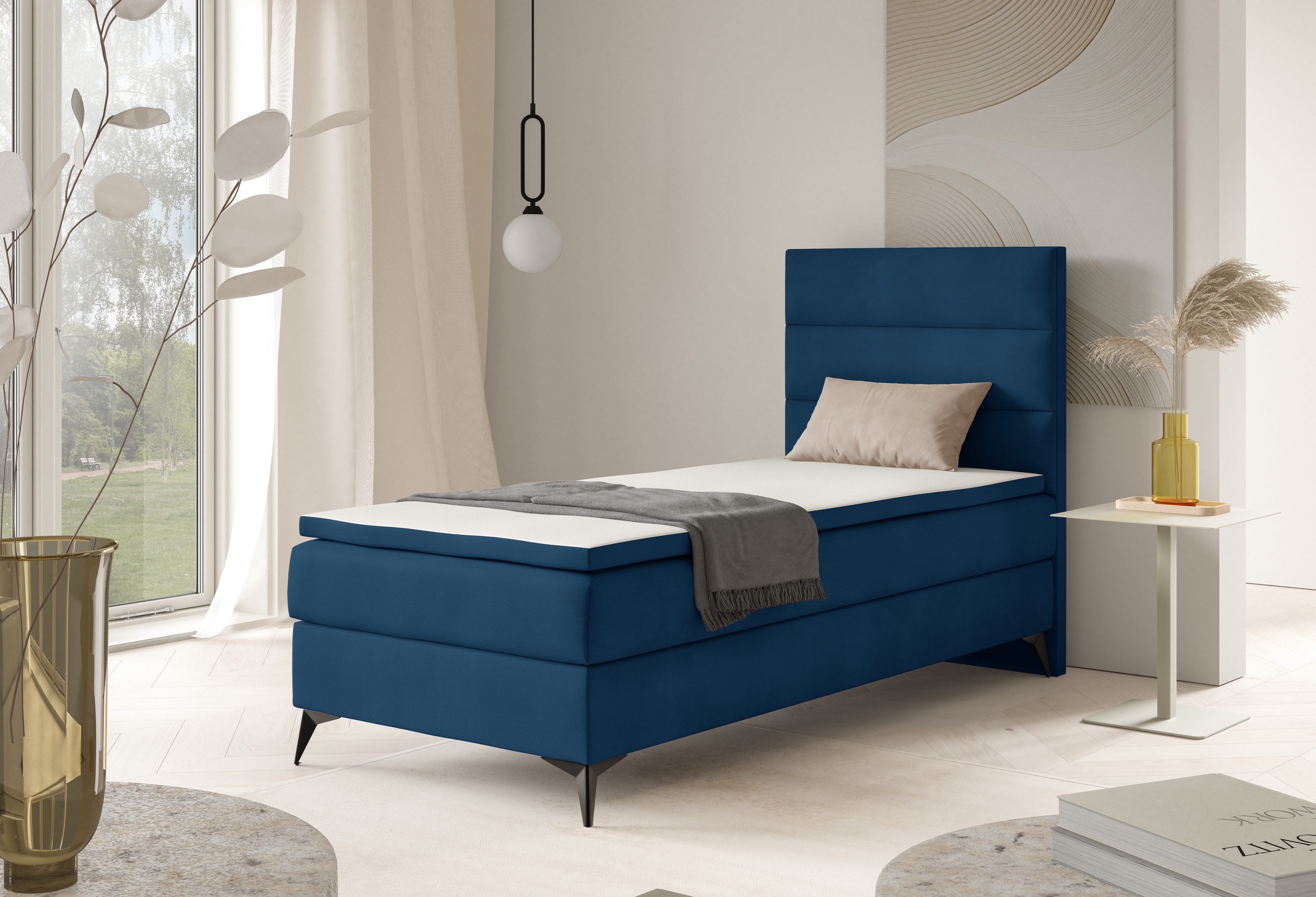 Best for Home Boxspringbett K4 NEO SINGLE Bonellfederkernmatratze mit Komfort Topper H3 (Einzelbett, Polsterbett mit gepolstertes Kopfteil, Jugendbett, Kinderbett versch. Größen, 1-St., 70x200 80x200 90x200 100x200 cm), Handwerksqualität, TOP Preis-Leistungs-Verhältnis