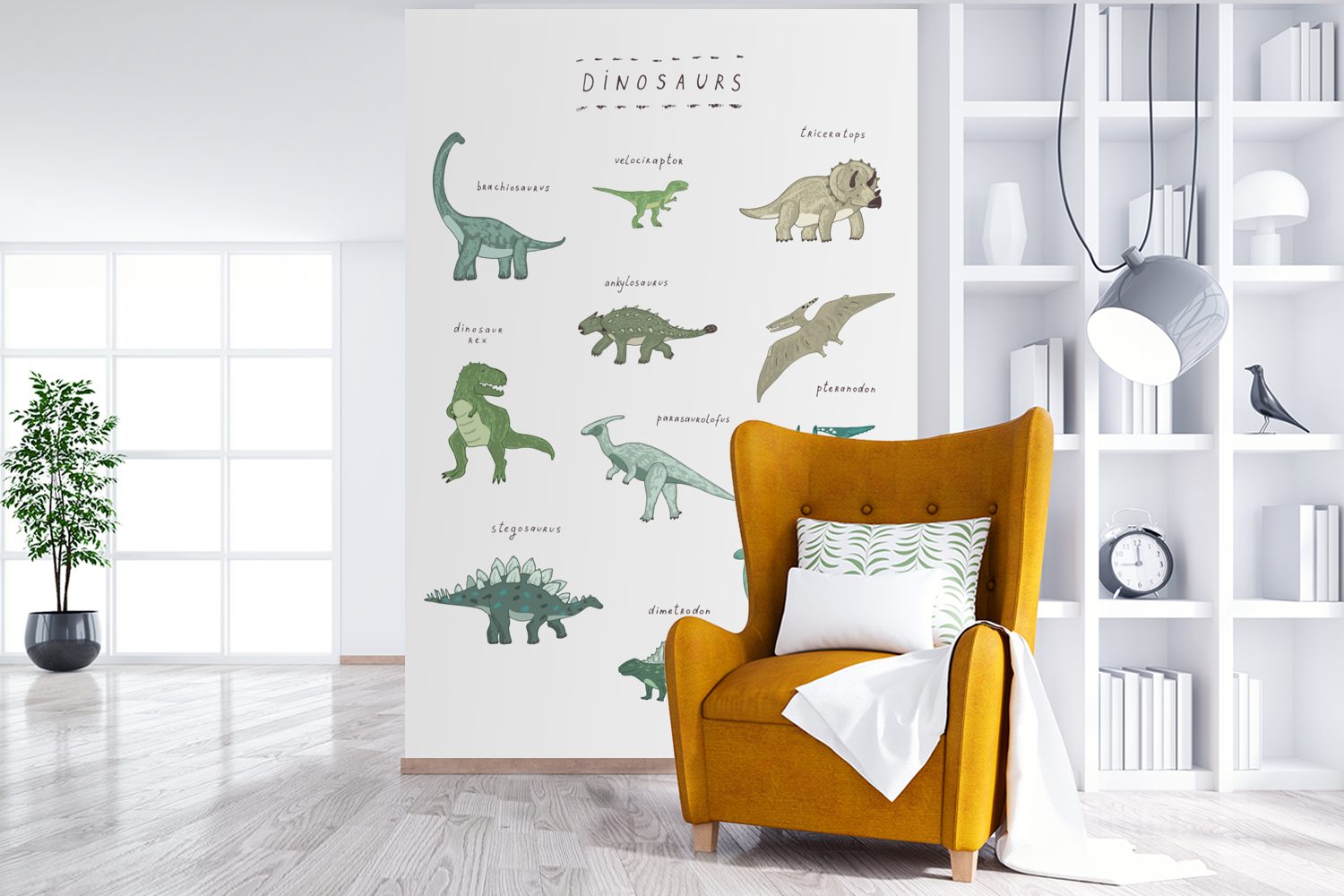 St), Dinosaurier - Junge (3 - Montagefertig Matt, - MuchoWow Vinyl Tapete Farben Kinderzimmer - Wohnzimmer, bedruckt, - für Fototapete Mädchen Wandtapete Kind,