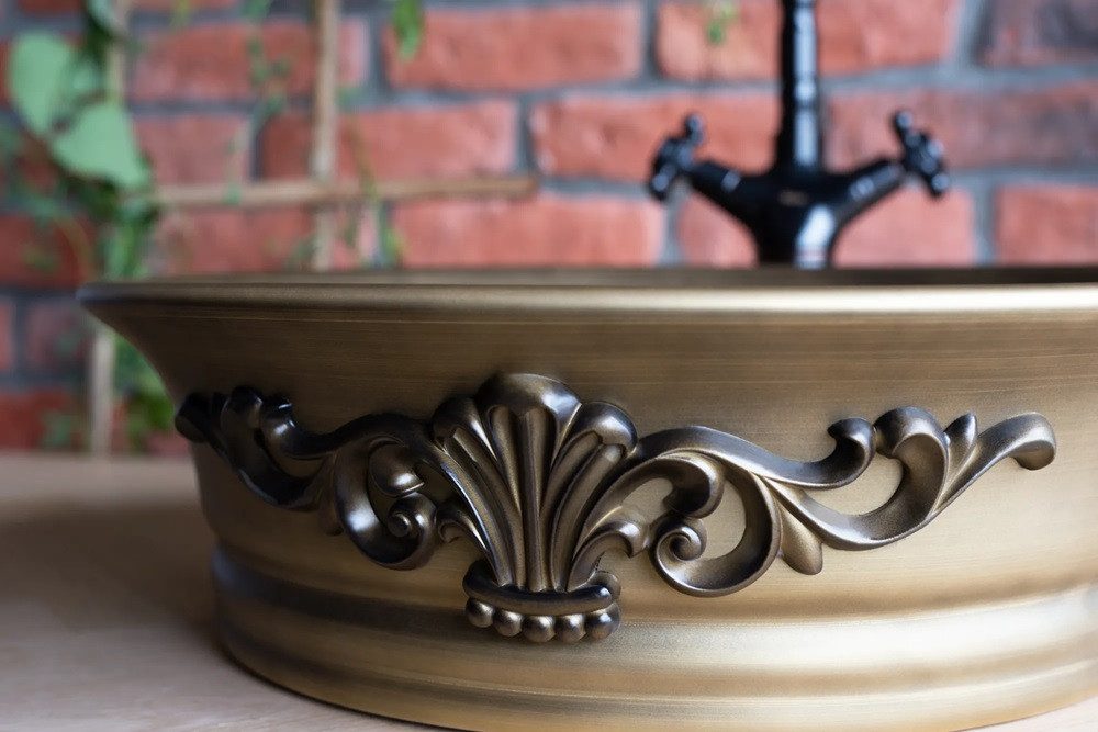 wohnwerk.idee Aufsatzwaschbecken Waschbecken Retro Vintage Antik Bronze Betty – Bild 5 von 5