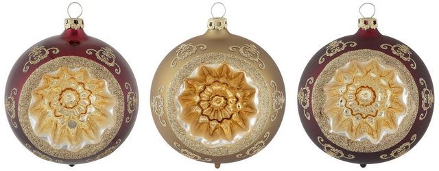 Thüringer Glasdesign Weihnachtsbaumkugel »Opulent« (3 Stück), Reflexkugel, dekoriert-Otto
