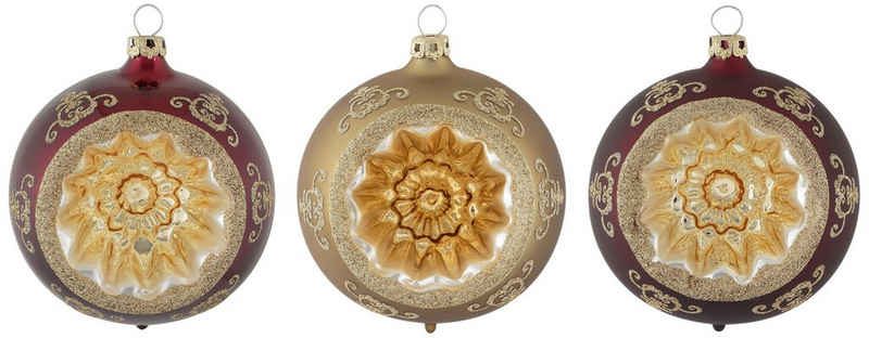Thüringer Glasdesign Weihnachtsbaumkugel »Opulent« (3 St), Reflexkugel, dekoriert