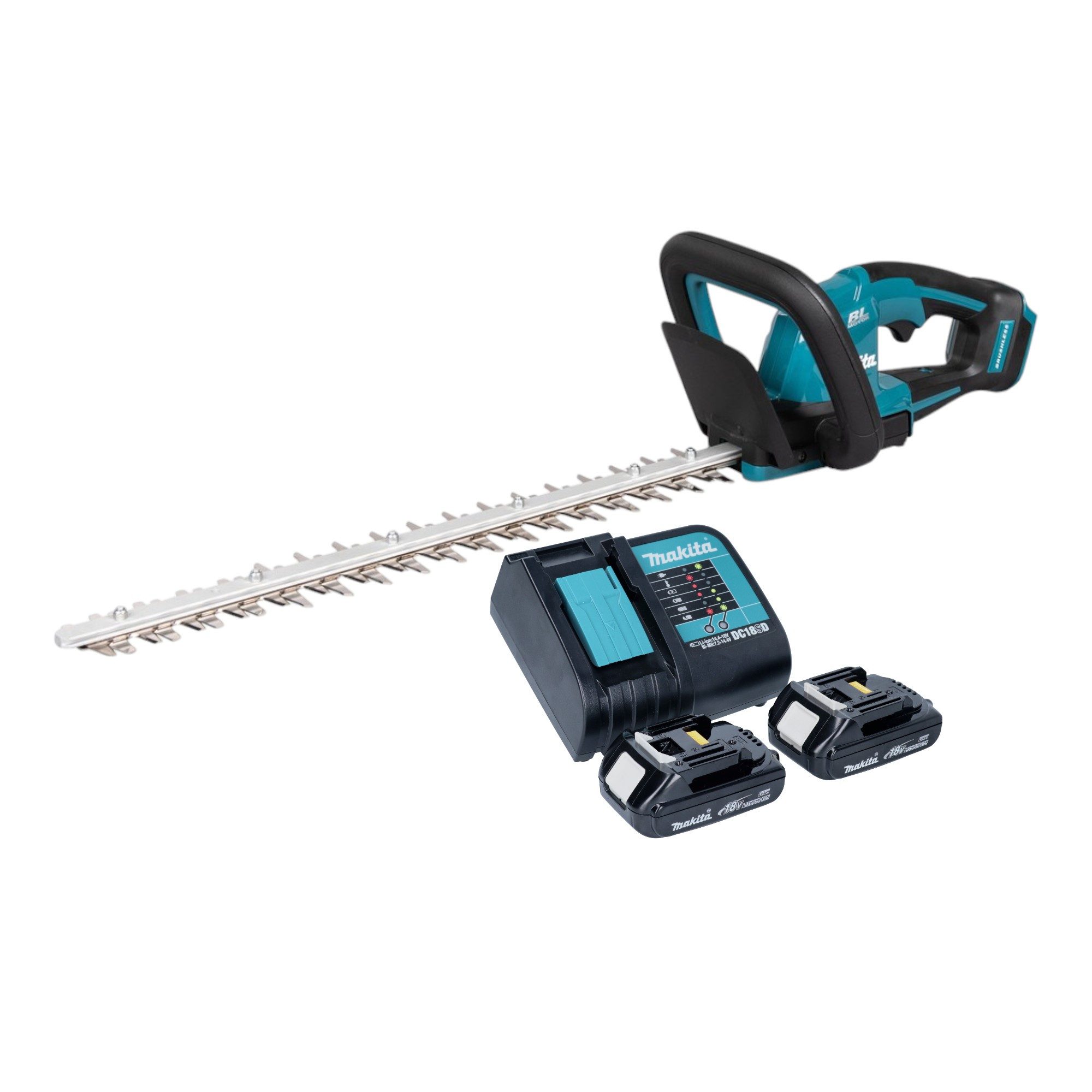 Makita Akku-Heckenschere DUH 506 SY2 18 V 50 cm Brushless + 2x Akku 1,5 Ah + Ladegerät