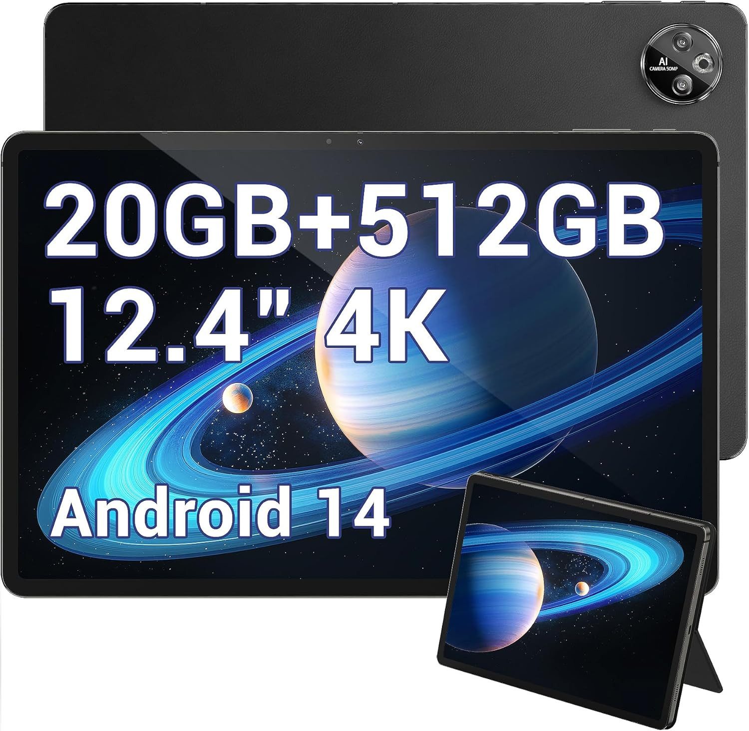DOOGEE 20GB RAM Gaming 10800mAh Tablet (12,4", 512 GB, Android 14, 4G LTE, Großes Display, starke Leistung & lange Akkulaufzeit für jeden Einsatz)