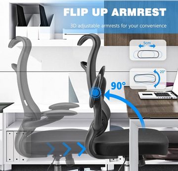Ximstar Bürostuhl, Schreibtischstuhl mit 3D Armlehnen, Office Chair 360° Drehstuhl