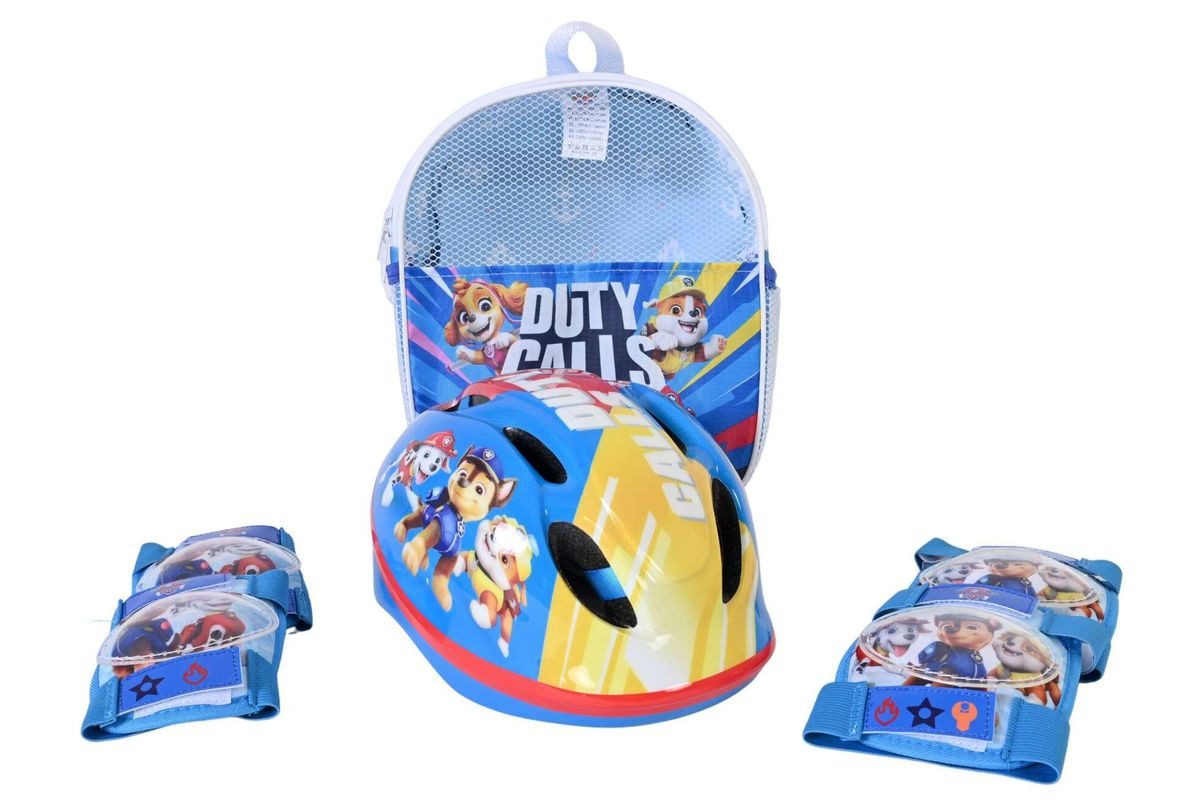 Volare Fahrradhelm Fahrradhelm Fahrrad Helm Knieschoner Ellenbogenschoner Paw Patrol 1416, Verstellbar Kinnriemen, Belüftungsöffnungen, Extra leicht, Gr.:52-56cm