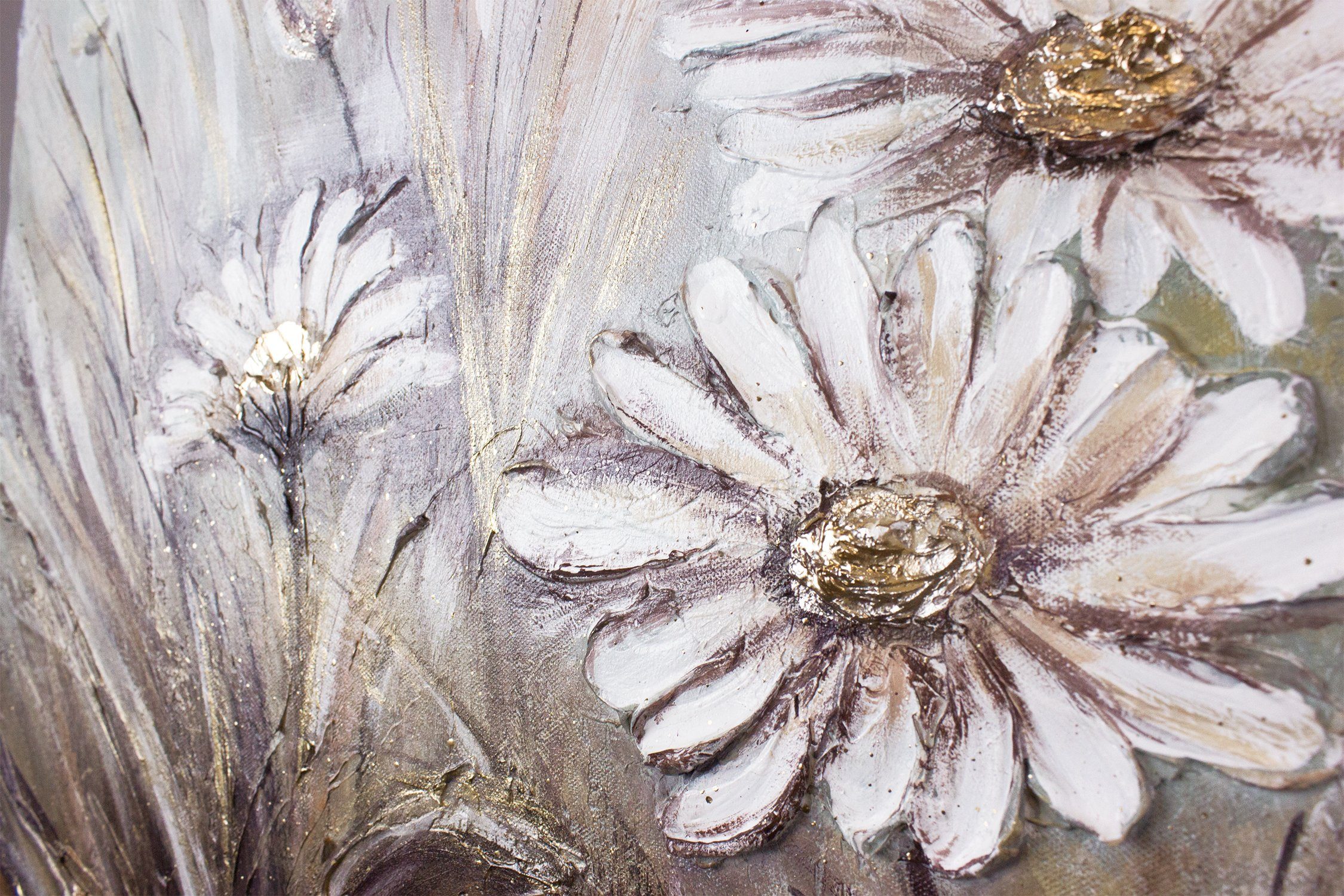 YS-Art Gemälde Gänseblümchen, Blumen, Blumen Leinwand Bild Handgemalt Schwa günstig online kaufen