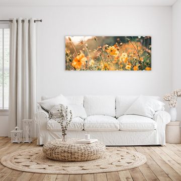 Primedeco Glasbild Wandbild Gelbe Blumennatur mit Aufhängung, Blumen