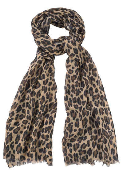 Weicher Damen Schal mit Leopardmuster Seide/BW/Viskose Top Qualität Braun