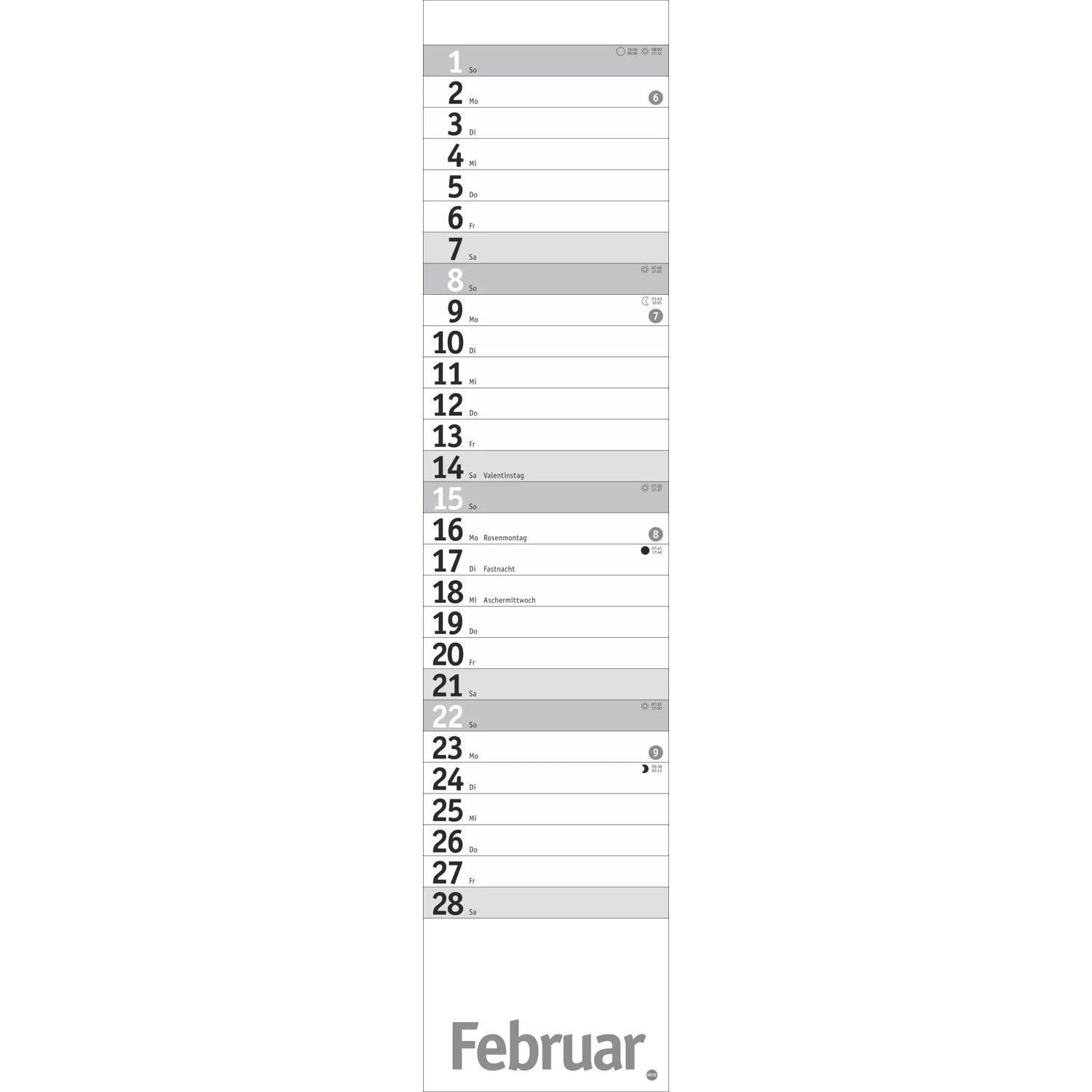 HEYE Wandkalender Langplaner, silber 2026