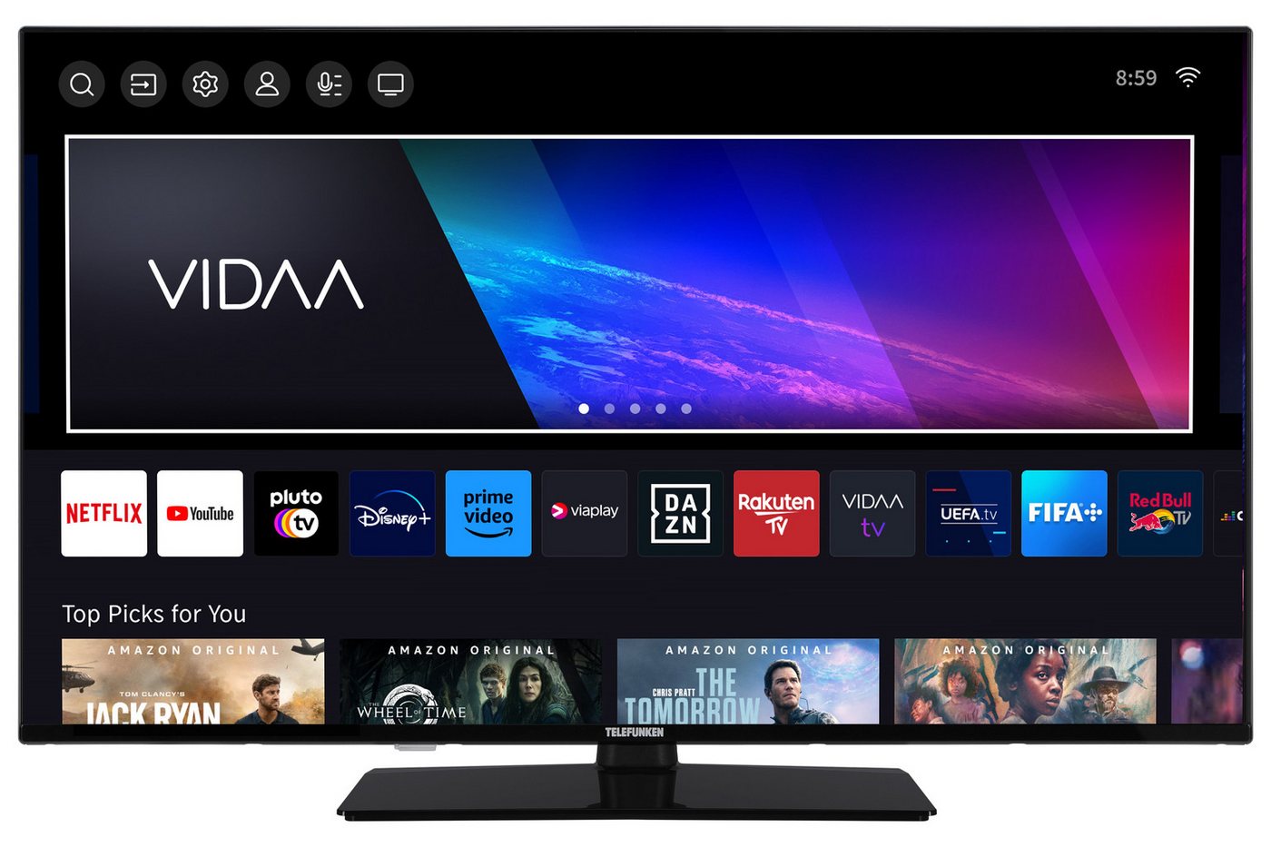 Telefunken XU43VP750M LCD-LED Fernseher (108 cm/43 Zoll, 4K Ultra HD, VIDAA Smart TV, VIDAA Smart TV, HDR Dolby Vision, Triple-Tuner, 6 Monate HD) schwarz ! RABATT: 20.02% Telefunken XU43VP750M LCD-LED Fernseher (108 cm/43 Zoll, 4K Ultra HD, VIDAA Smart TV, VIDAA Smart TV, HDR Dolby Vision, Triple-Tuner, 6 Monate HD) schwarz ! RABATT: 20.02%