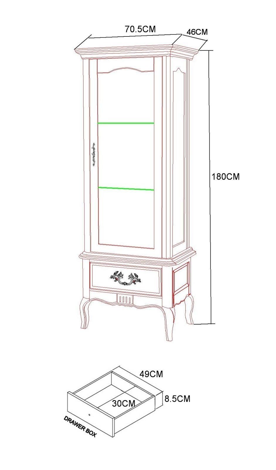 Livin Hill Vitrine Venezia Bianco Hellbeige, Birkenholz, provenzalischer Stil