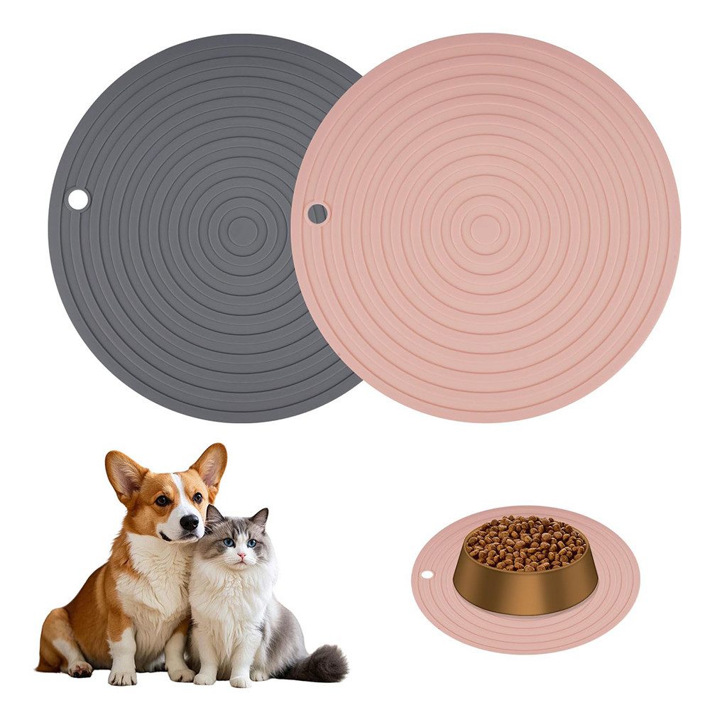 Srvillg Napfunterlage Packung mit 2 Futtermatten für Hunde und Katzen, Hundeschüssel-Matte, 2-St., Katzenschüssel-Matte aus Silikon, Futtermatte für Hund und Katze