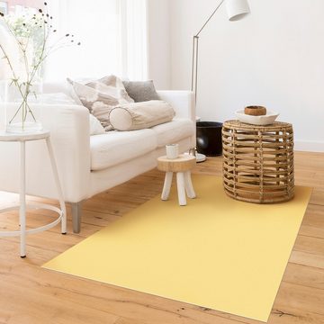 Teppich Vinyl Wohnzimmer Schlafzimmer Flur Küche Einfarbig modern, Bilderdepot24, rechteckig - gelb glatt, nass wischbar (Küche, Tierhaare) - Saugroboter & Bodenheizung geeignet