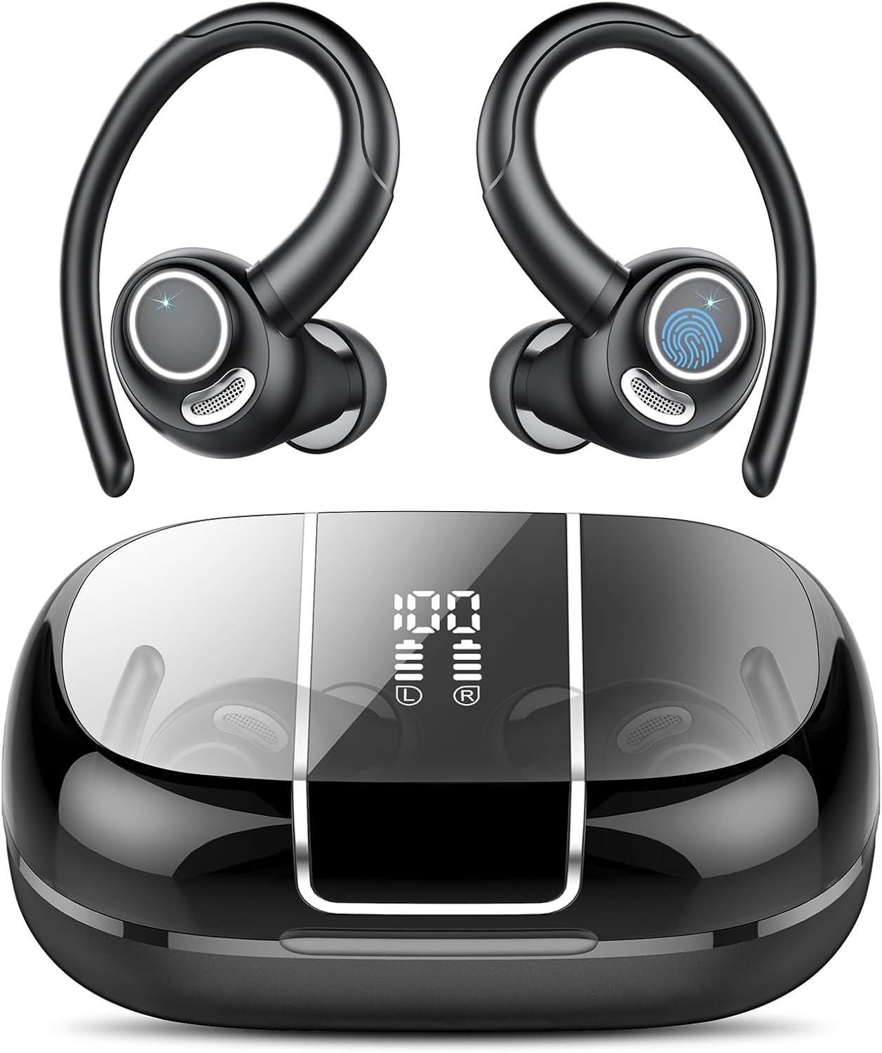 ibettertec Bluetooth Kopfhörer Sport, in Ear Kopfhörer Kabellos Bluetooth 5.3 mit In-Ear-Kopfhörer (HD Mic, Herausragender Sound, 40 Std Spielzeit, Comfort Fit, Dual LED-Anzeige, IP7 Wasserdicht Ohrhörer mit Ohrhaken, Kopfhörer, TWS In-Ear-Kopfhörer, In Ear Ohrhörer, Open Ear Kopfhörer)