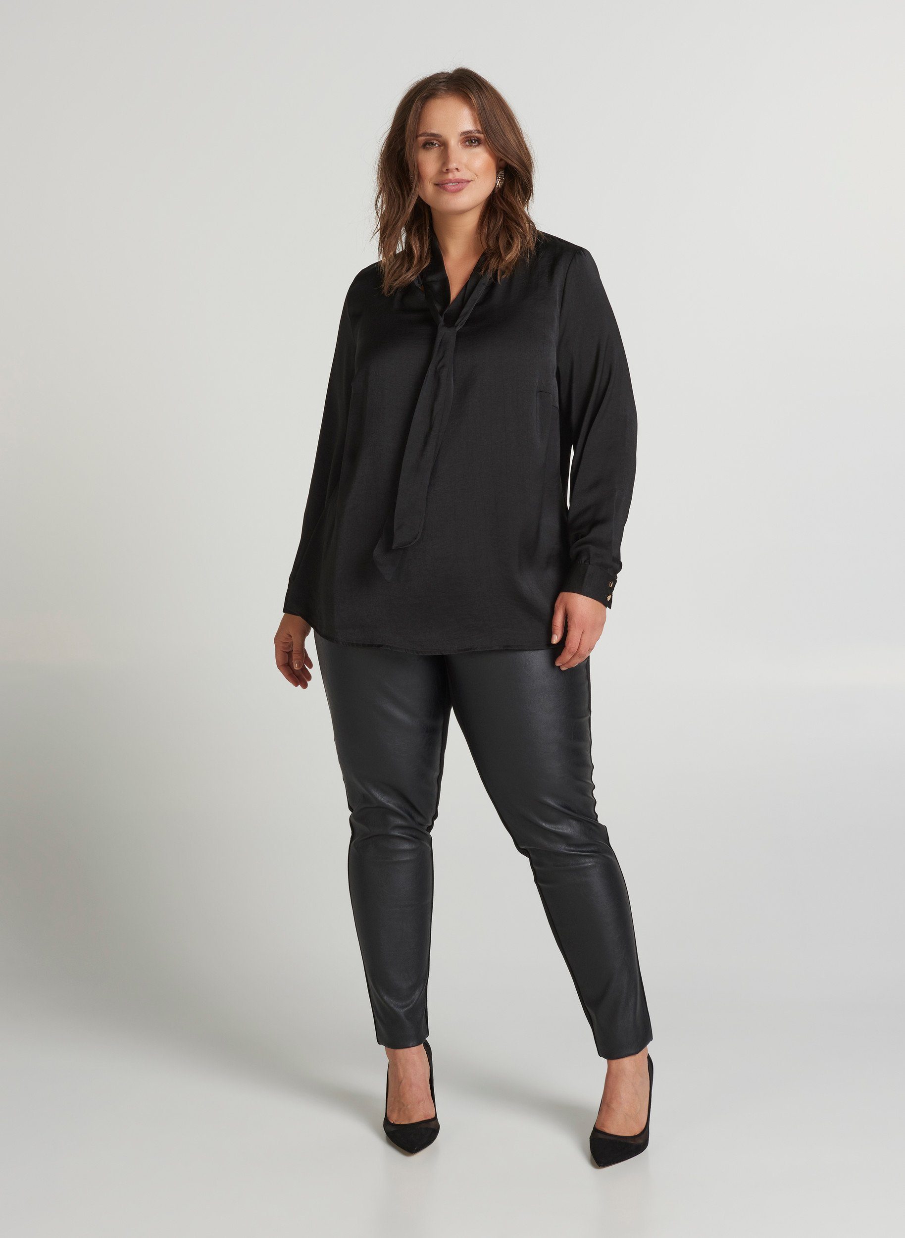 Zizzi Leggings Damen Große Größen Tight Kunstleder Slim Fit Stretch