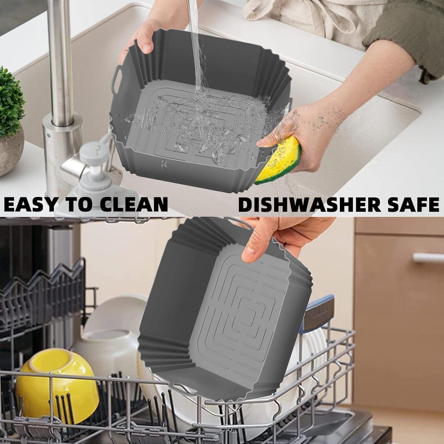 LuxusKollektion Frittiereinsatz Airfryer Silikonform Set 2 Stück 3,8 L 1,4 L für 1,4+3,8 L(Schwarz)