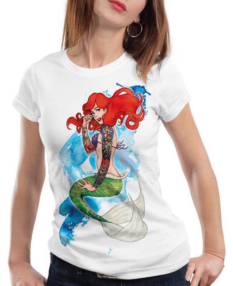 style3 T-Shirt Arielle Tattoo meerjungfrau tätowiert biker rock punk usa strand