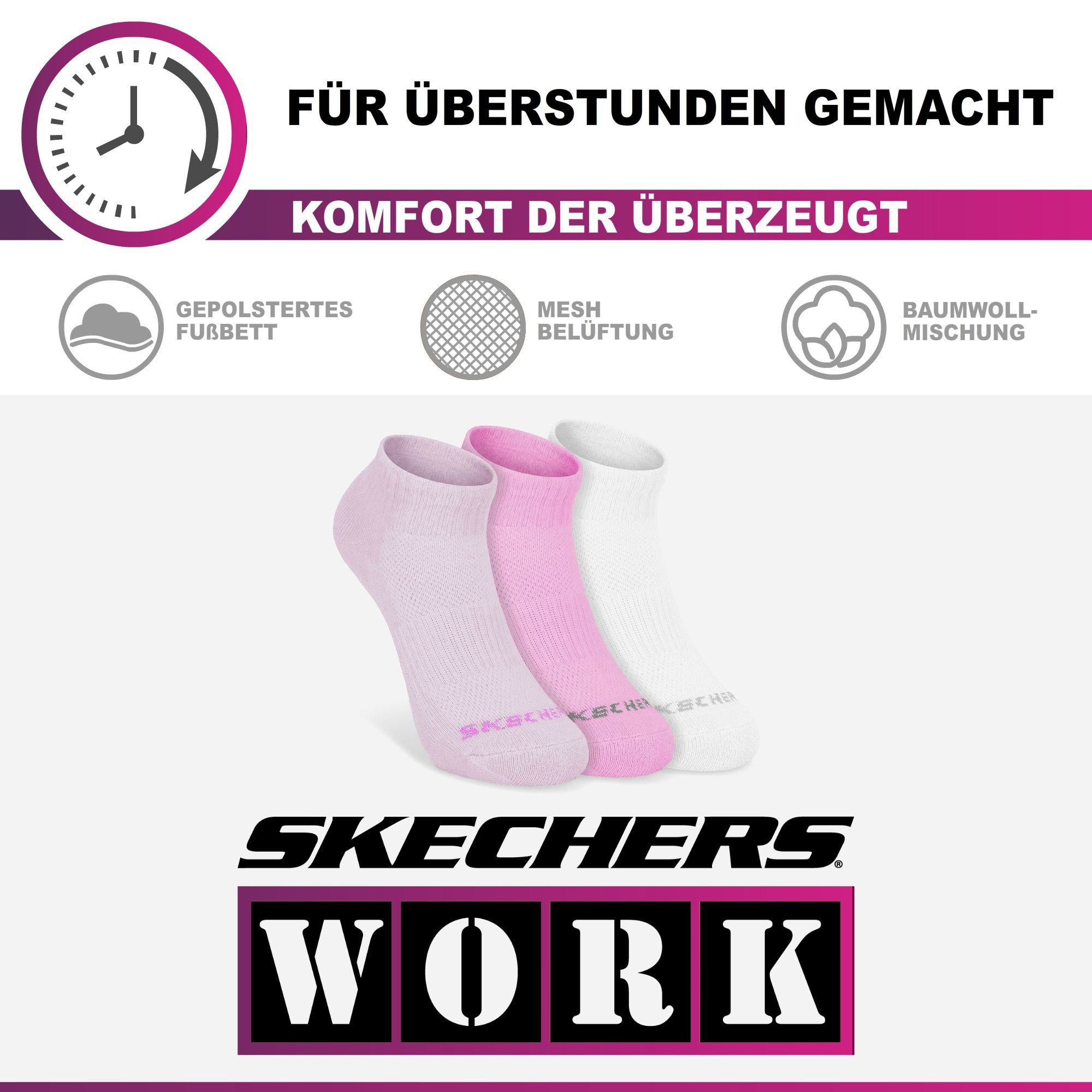Skechers Socken für Damen und Herren Multi Pack - Mesh Belüftungstechnologie (5er, 10er, 15er und 20er Pack) Robustes Material und bequemer Tragekomfort - Gepolstertes Fußbett