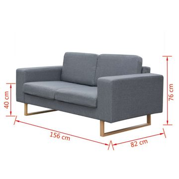 vidaXL Sofa 2-Sitzer Sofa Stoff Hellgrau