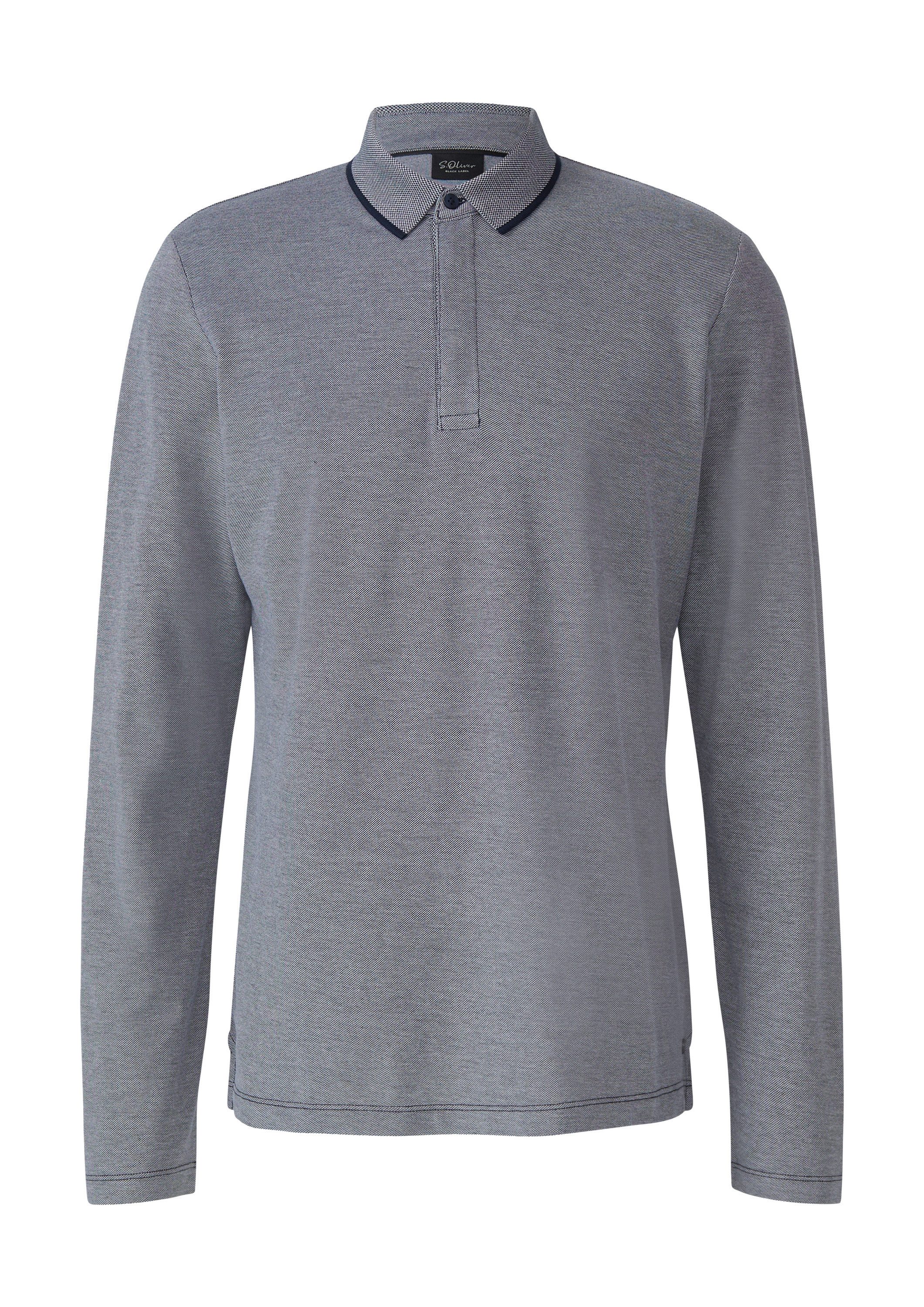 s.Oliver Langarmshirt Polo-Shirt Langärmeliges Poloshirt aus Bicolor-Piqué günstig online kaufen