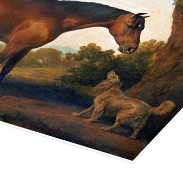 Posterlounge Poster George Stubbs, Pferd und zwei Hunde, Malerei