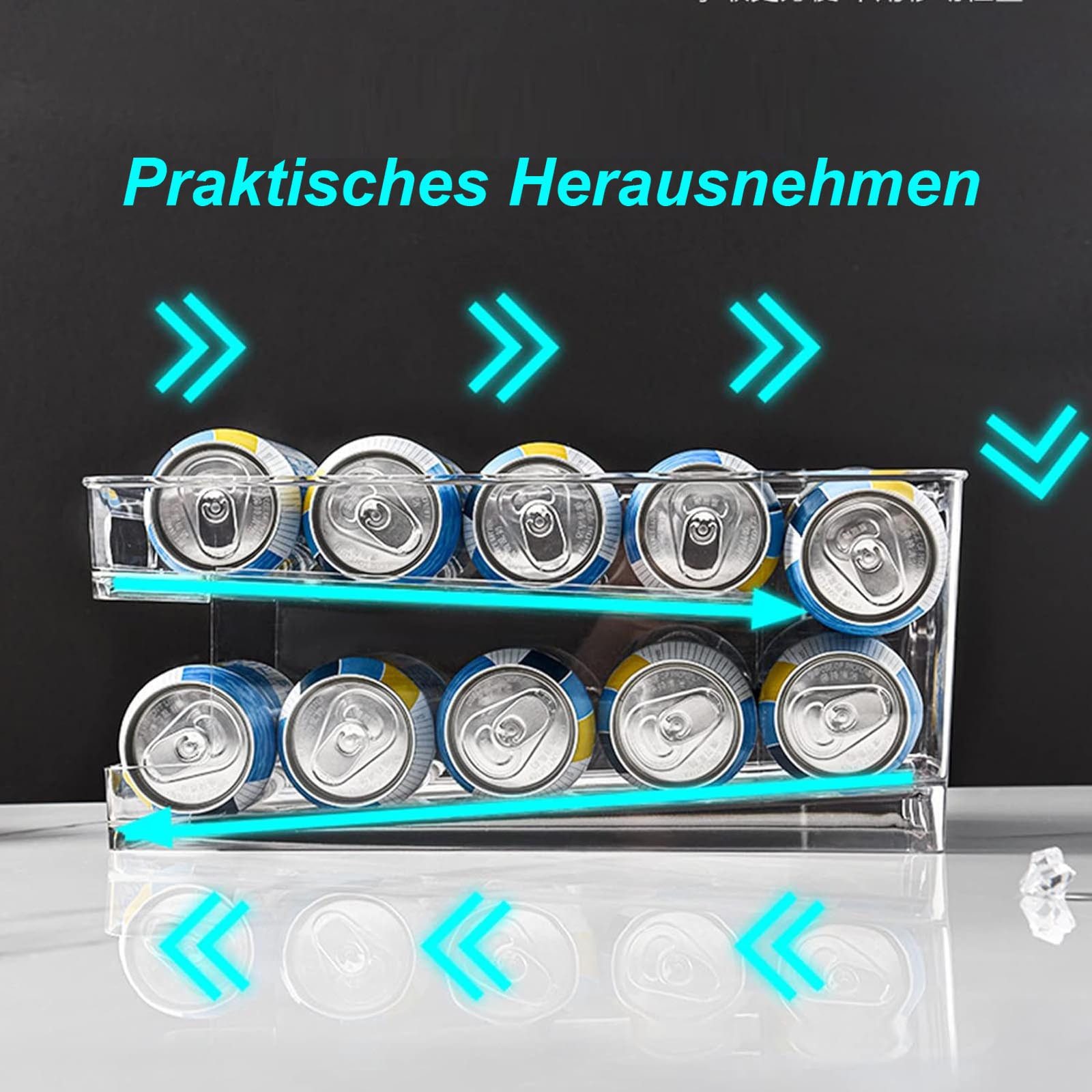 VOSSBACH Aufbewahrungsbox Kühlschrank Dosen Organizer Dosenspender Dosenhalter Getränkehalter (2 St), für 250ml/330ml Getränkedosen – Bild 5 von 5