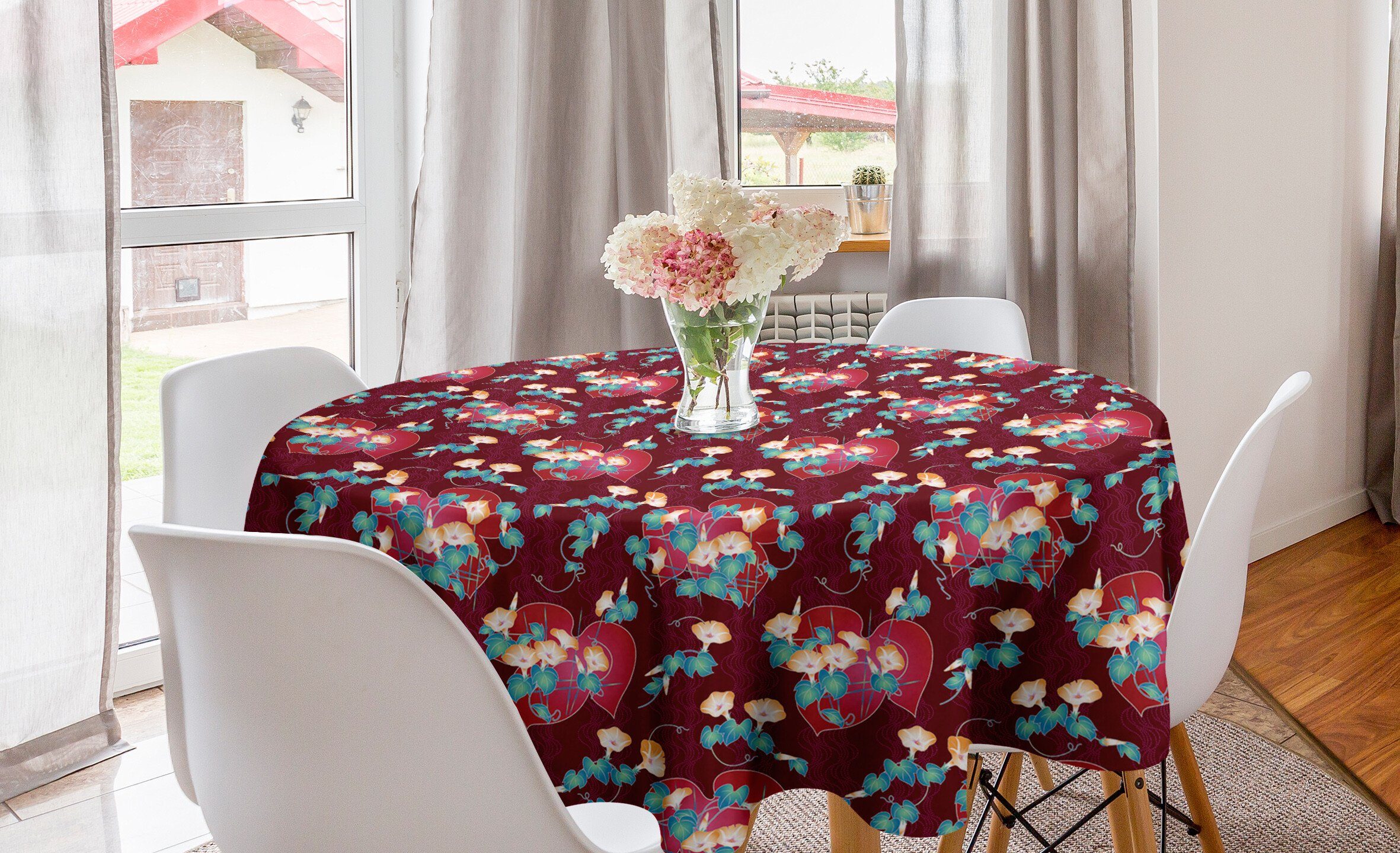 Abakuhaus Tischdecke Kreis Tischdecke Abdeckung für Esszimmer Küche Dekoration, Blumen Japanische Bindweed Blumen | Tischdecken