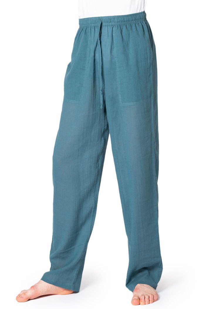 Freizeithose heißen Herren Baumwolle die Unisex und PaSalu Tage für 100% Relaxhose Sommerhose Petrol-blau Damen aus leichte PANASIAM sehr Wellnesshose für