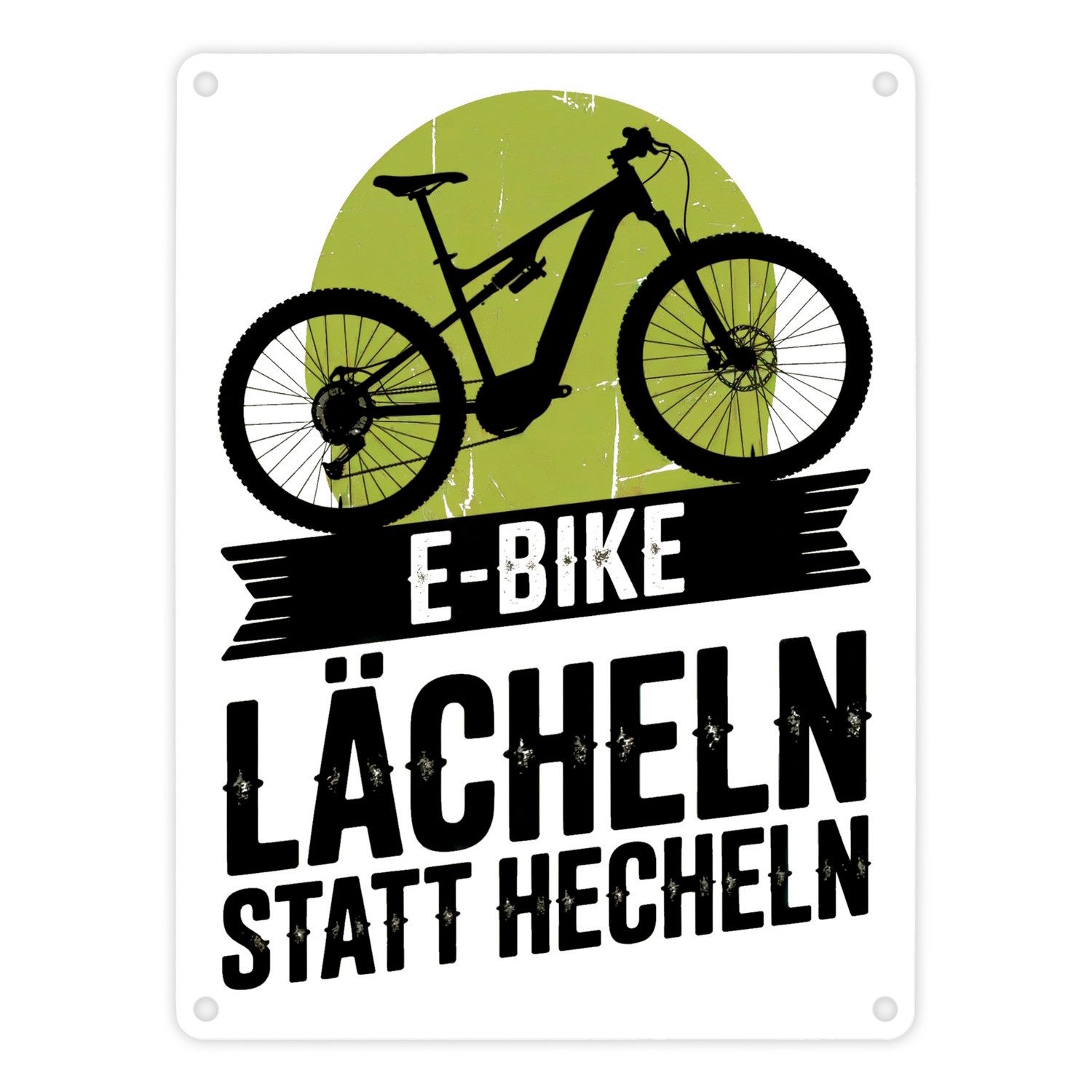 Metallschild E Bike Lächeln statt hecheln Vintage Design Metallschild in 15x20 cm