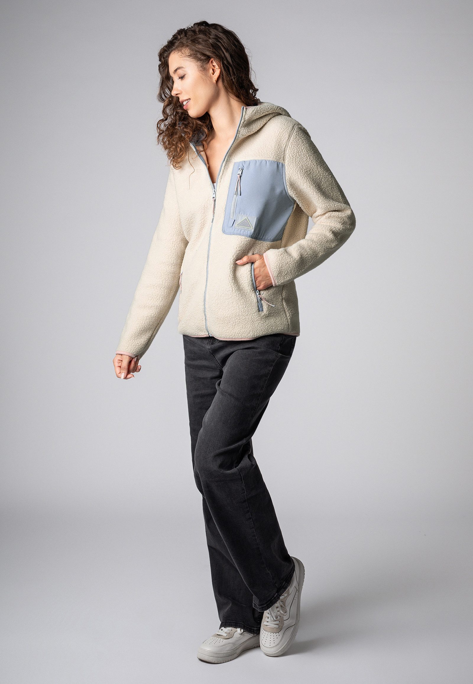 SUBLEVEL Fleecejacke Damen Fleecejacke mit Kapuze Fleecejacke Outdoorjacke Kuscheljacke