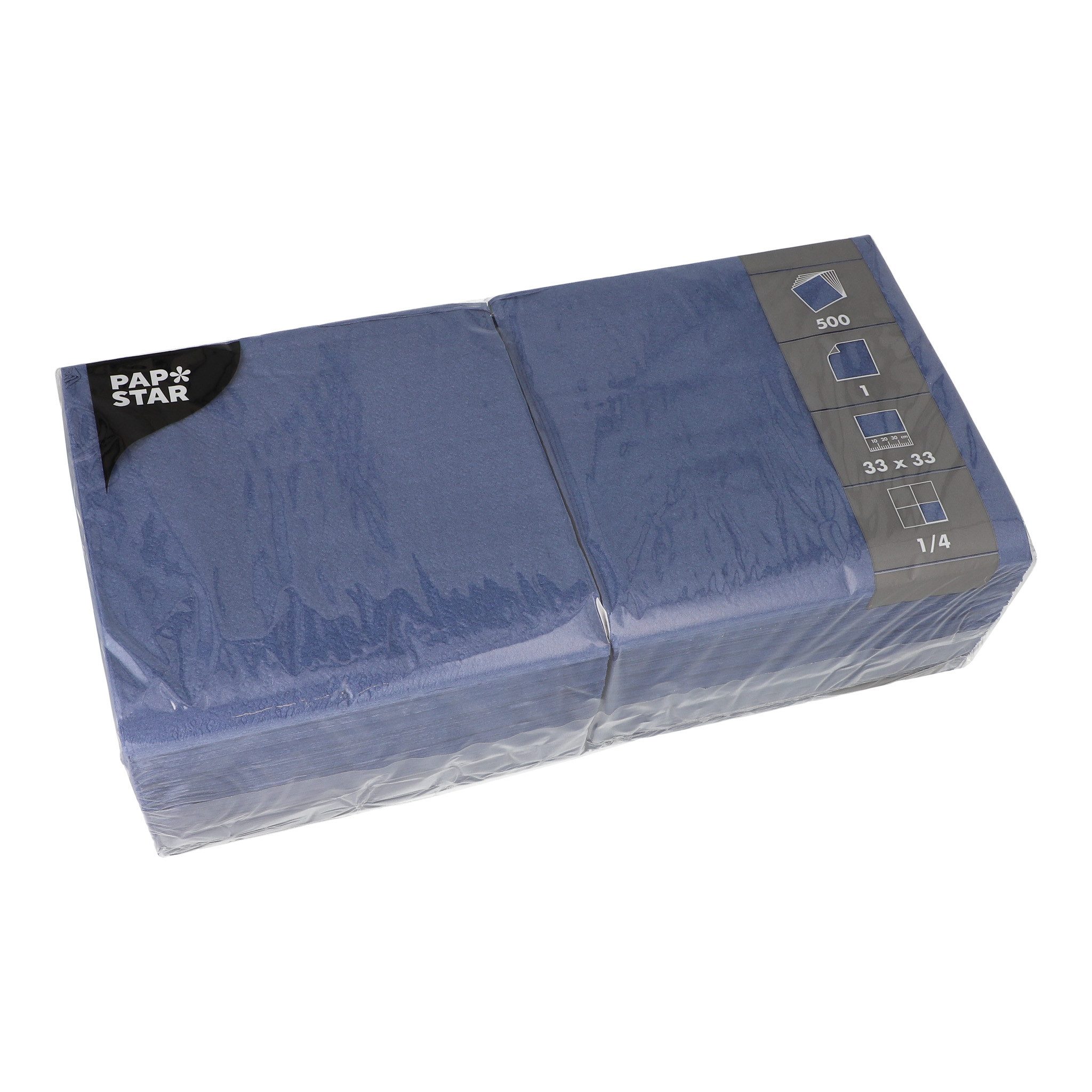 PAPSTAR Papierserviette, Servietten Papier 33x33cm 1-lagig 1/4-Falz 500 Stück Blau