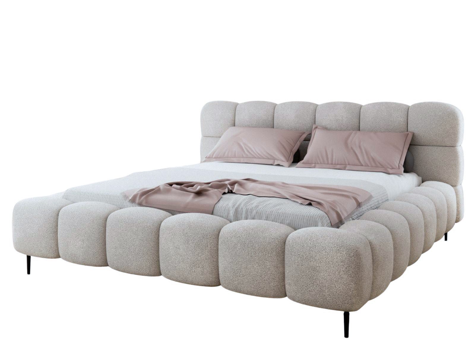 Compleo Polsterbett Doppelbett gepolstert mit Füßen, modernes Polsterbett BUBBLE, MADE IN EU – Bild 4 von 5