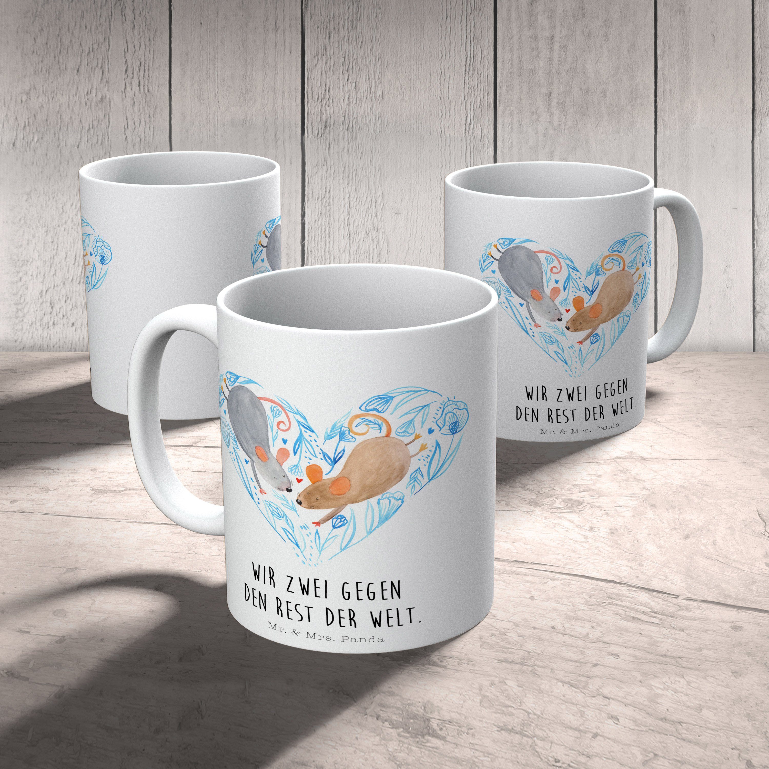 Jahrestag, Mrs. Mäuse Keramik Liebe, - Herz Geschenk, Liebesgeschenk, Weiß Tasse - & Mr. Tasse, Panda