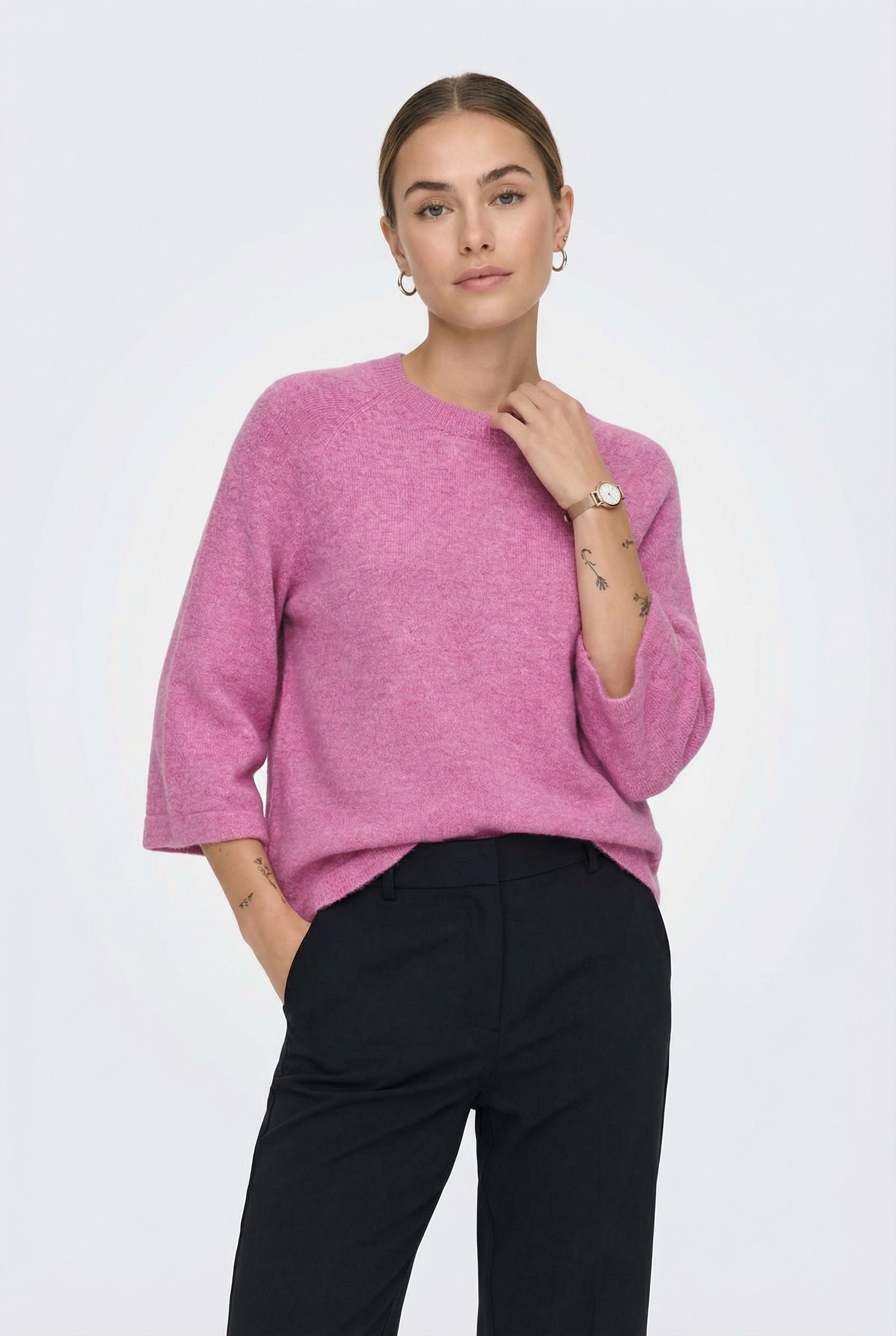 ONLY Strickpullover ONLSIMONI 3/4 PULLOVER KNT NOOS Materialmix, regular fit