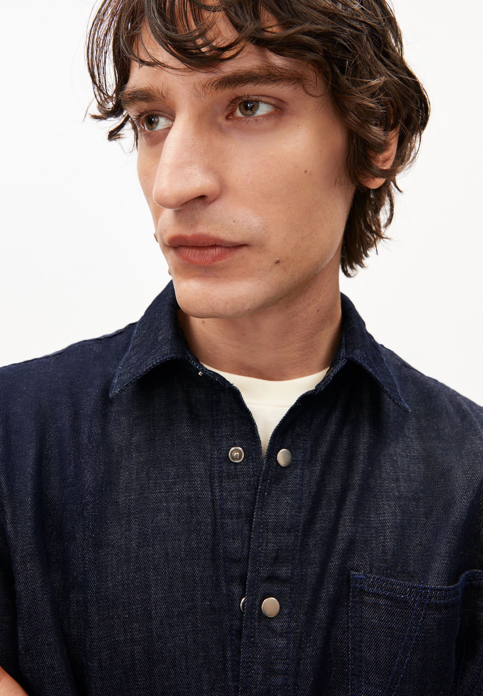 Armedangels Langarmhemd DARK WASH DENIM Jeanshemd aus Bio-Baumwoll-Mix (1-tlg., Relaxed Fit) Relaxed Fit