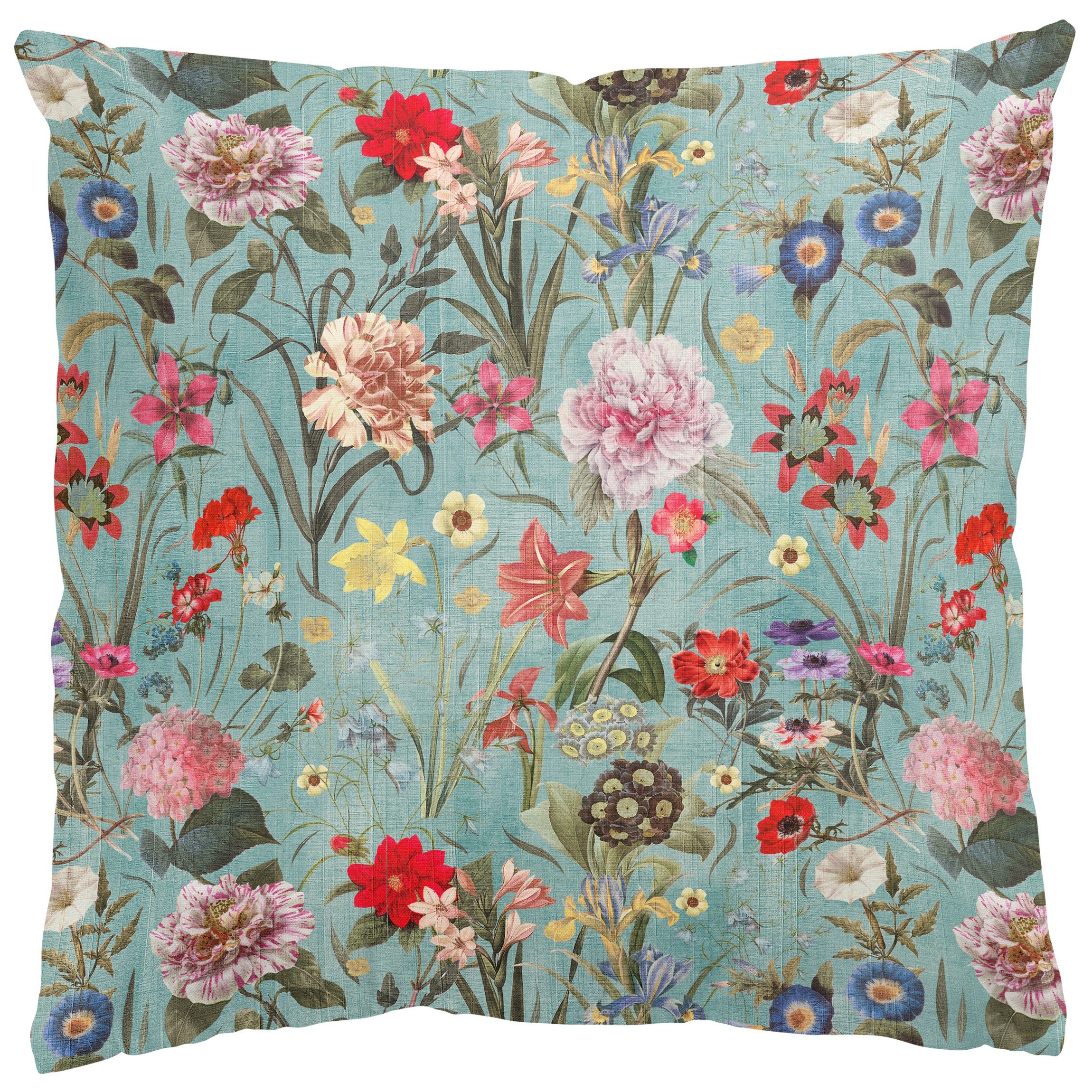 Bilderdepot24 Dekokissen drinnen Kissenhülle/ Sofakissen/ Zierkissen Kissenhülle grün Blumen Vi, Bezug mit / ohne Füllung Zierkissen Outdoor Sofa Bett