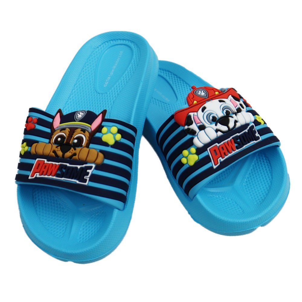 PAW PATROL Chase und Marshall Kinder Sandale Badesandale Gr. 25 bis 32, Hellblau