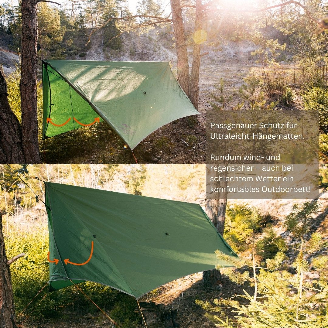 Amazonas Tarp-Zelt Wing Ultraleichtes Hängematten-Tarp mit variablem Rundum-Windschutz, (nur 950 g, Packmaß ca. 26 x 13 cm), Ideal für Outdoor-Camping