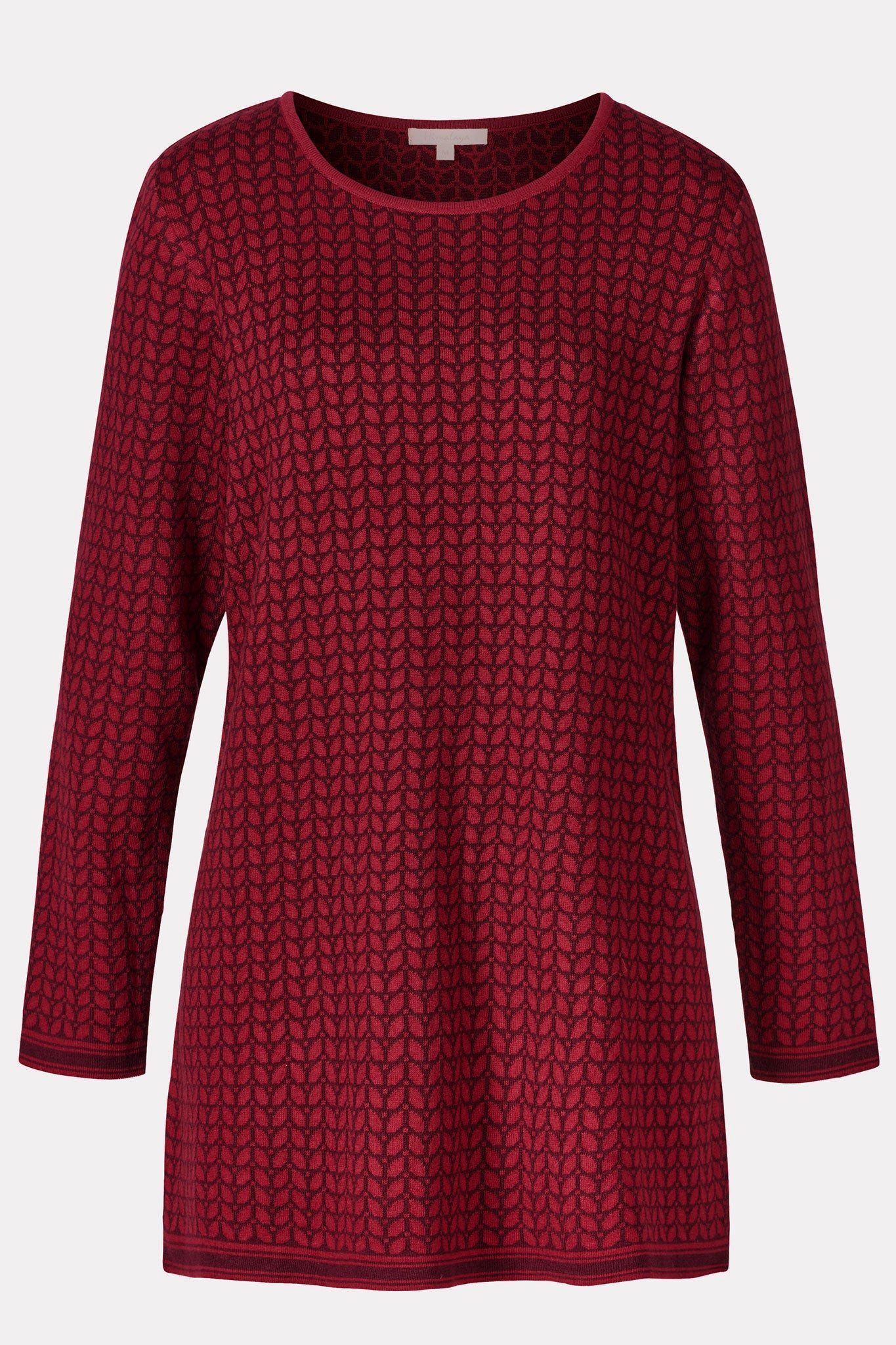 Tunika Damen Sweater mit feinem Blattdesign - Tunika Sweater Bio-Baumwolle