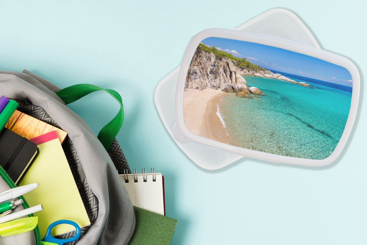 MuchoWow Lunchbox Brotdose, und Brotbox - (2-tlg), Erwachsene, - Sommer, Strand für Kinder für Meer Mädchen und Kunststoff, Jungs weiß